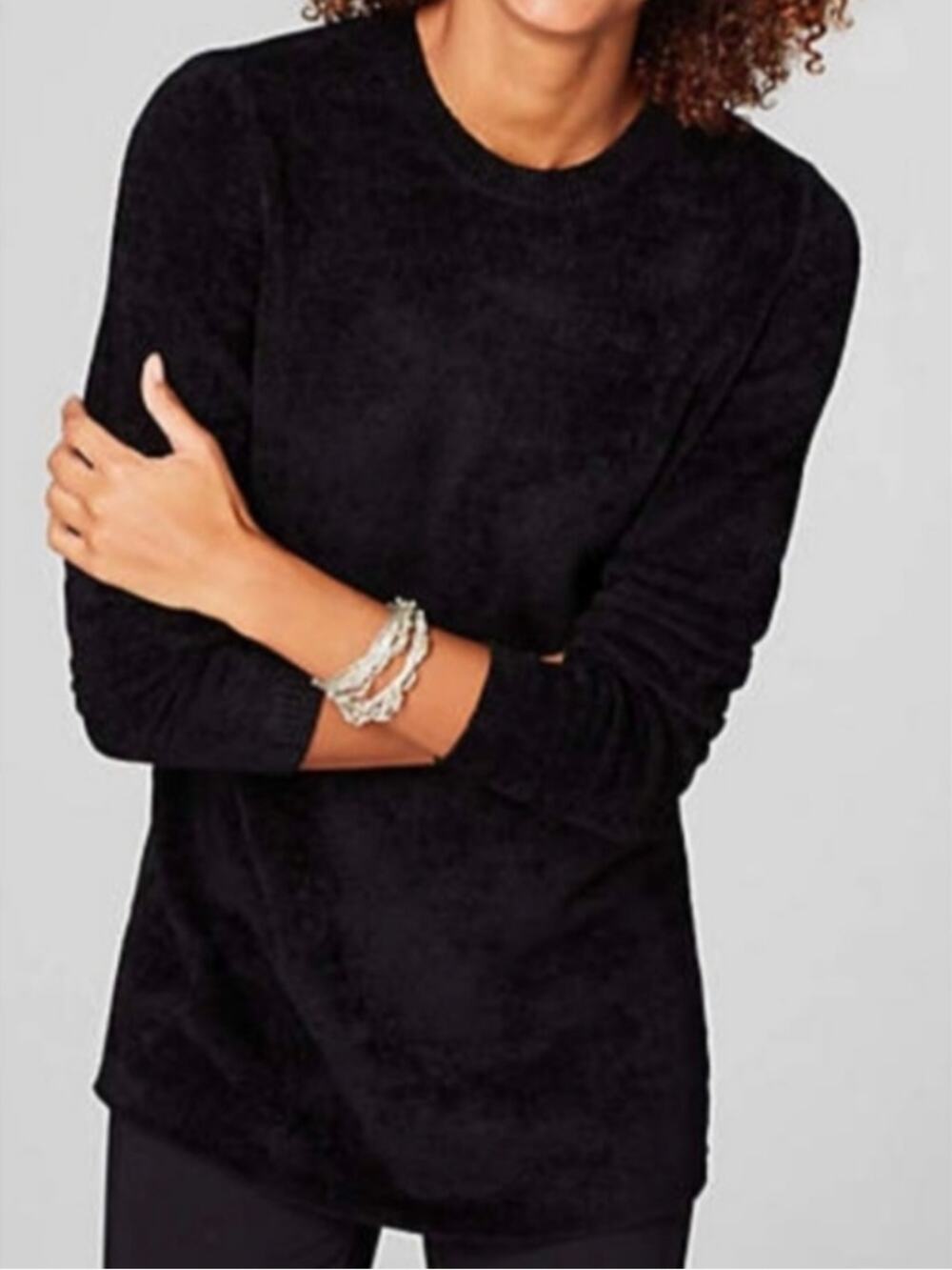 J. Jill Soft Chenille Tunic Sweater Black Plus Size 2X